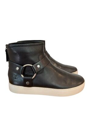 Frye Lena Harness Bootie Black Leather Platform Sneaker 8.5 NWOB